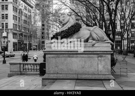 New York Public Library, 5e Ave, New York. Banque D'Images