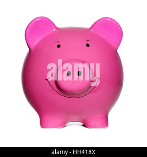 Pink Piggy Bank isolé sur fond blanc Banque D'Images