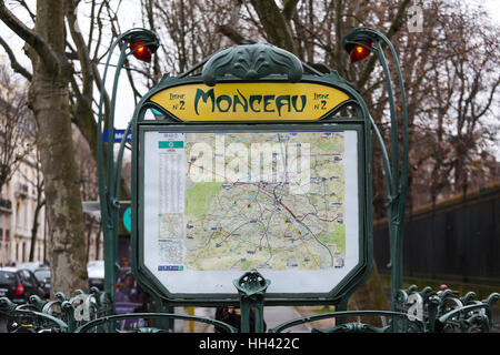 La station de métro Monceau à Paris, France. Banque D'Images