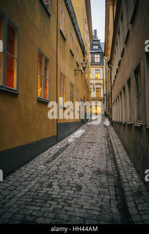 Tout droit et ruelle dans la vieille ville de Stockholm, Suède Banque D'Images