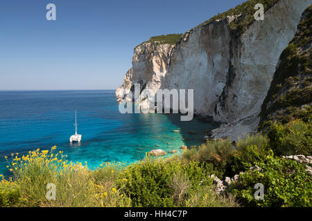 Erimitis Beach sur la côte ouest, Paxos, îles Ioniennes, îles grecques, Grèce, Europe Banque D'Images