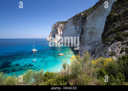 Erimitis Beach sur la côte ouest, Paxos, îles Ioniennes, îles grecques, Grèce, Europe Banque D'Images