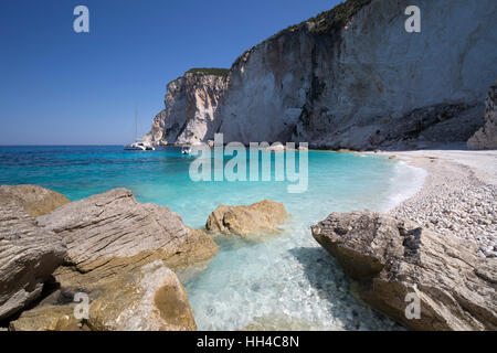 Erimitis Beach sur la côte ouest, Paxos, îles Ioniennes, îles grecques, Grèce, Europe Banque D'Images