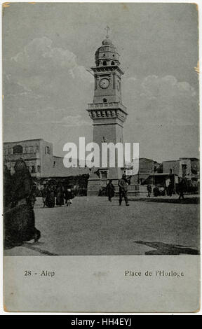 La tour de l'horloge de Bab al-Faraj, Alep, Syrie Banque D'Images