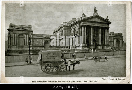 La Tate Britain Gallery - Londres Millbank,. Ouvert en 1897, la partie avant du bâtiment a été conçu par Sidney R. J. Smith avec un portique classique et dome derrière Banque D'Images