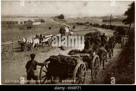 Ligne britannique d'approvisionnement de transport - bataille de la somme, 1916 Banque D'Images