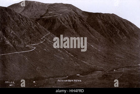 Chemin d'Ben Nevis, la plus haute montagne des îles Britanniques - à l'extrémité ouest de la région de Grampian Mountains, Lochaber, les Highlands écossais, près de Fort William. Banque D'Images