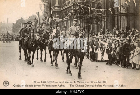 WW1 Parade de la victoire - les généraux chinois défilent devant l'abbaye Banque D'Images