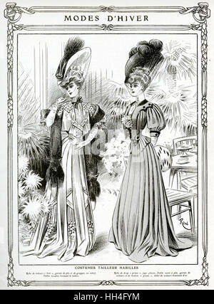 Femmes portant des costumes d'hiver ajustés 1905 Banque D'Images
