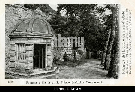 Fontaine et grotte de St. Philip Benitius à Monte Senario Banque D'Images