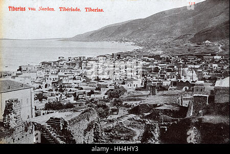 Vue sur la ville de Tibériade, Mer de Galilée, Israël Banque D'Images