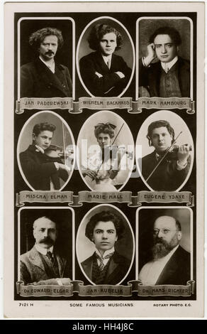 Musiciens célèbres de 1909, dont Paderewski et Elgar Banque D'Images