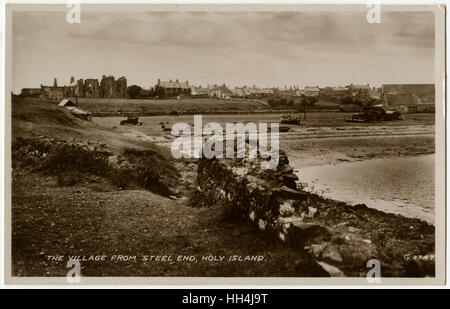 L'île Sainte de Lindisfarne - le village de Steel End Banque D'Images