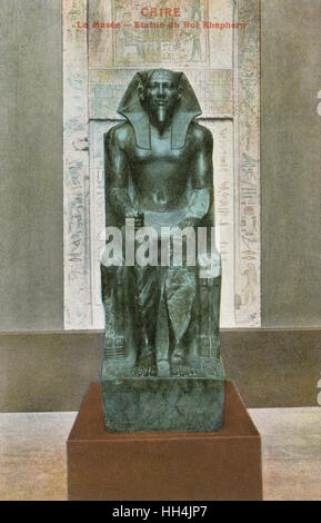 Statue de Pharao Khafra au Musée égyptien du Caire Banque D'Images