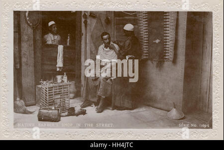 Salon de coiffure dans la rue en Égypte Banque D'Images