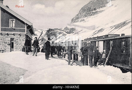 Scène à la gare de Myrdal, Norvège Banque D'Images