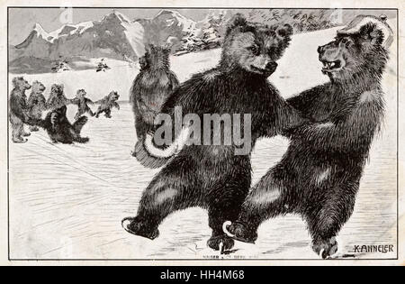 Les ours suisses de Berne patientant sur la glace Banque D'Images