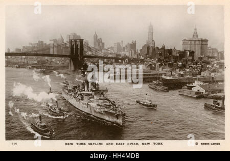 Pont de Brooklyn sur East River, New York, États-Unis Banque D'Images