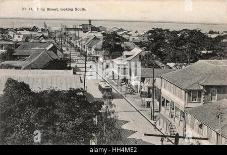 Vue aérienne de la rue King (à sud), Kingston, Jamaïque, Antilles. Banque D'Images