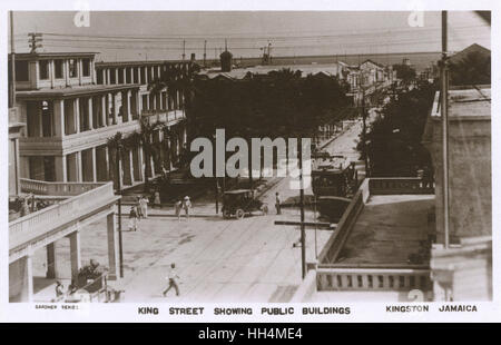 Vue aérienne de King Street, Kingston, Jamaïque, Antilles Banque D'Images