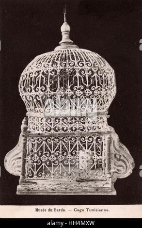 Cage à oiseaux Tunisienne ornée - Musée du Bardo, Tunis, Tunisie Banque D'Images