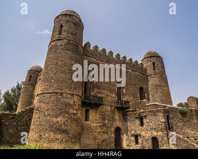 Fasil Ghebbi (Royal) ou le château de Fasilides à Gondar, en Éthiopie. Banque D'Images