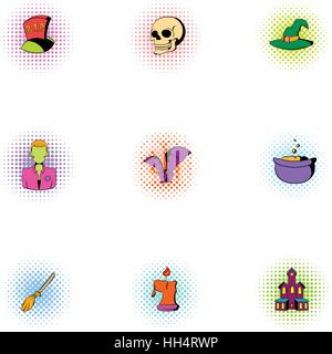 Halloween icons set, un style pop-art Illustration de Vecteur