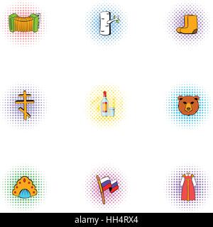 Maison de vacances en Russie icons set, un style pop-art Illustration de Vecteur