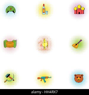 Tourisme en Russie icons set, un style pop-art Illustration de Vecteur