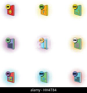 Type de fichiers icons set, un style pop-art Illustration de Vecteur