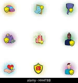 Icons set de catastrophe, un style pop-art Illustration de Vecteur