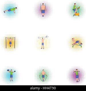 Sports actifs icons set, un style pop-art Illustration de Vecteur