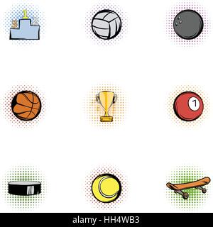 Accessoires de sport icons set, un style pop-art Illustration de Vecteur