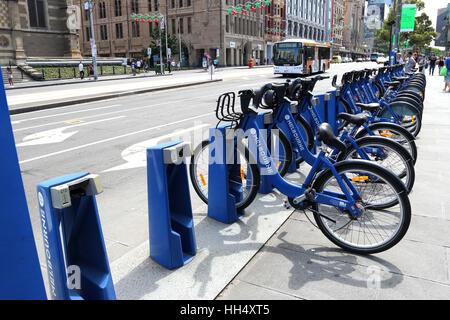 Location de Melbourne bike share dans la ville Banque D'Images