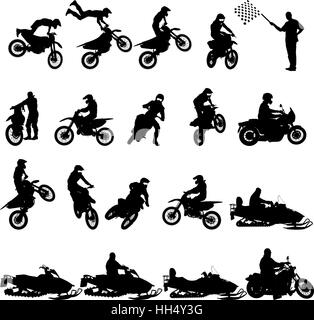 Jeu de motocross 1900 silhouettes, Vector illustration Illustration de Vecteur
