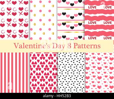 Valentines Day seamless pattern set. Sans fin, la texture de fond des cœurs. Collection de papier. l'illustration vectorielle. Illustration de Vecteur