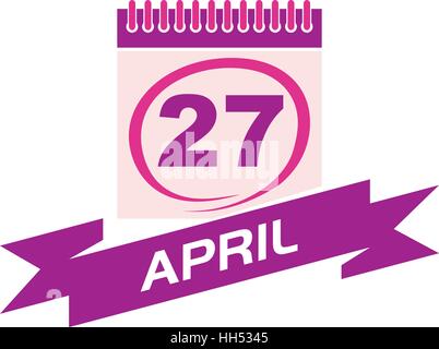 Calendrier Avril 27 avec ruban Illustration de Vecteur