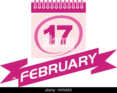 17 Calendrier Février avec ruban Illustration de Vecteur