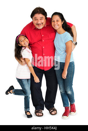 Asian Family Hugging Studio Concept Banque D'Images