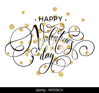 Happy valentines day love carte postale avec des bas blancs en forme de coeur style poly golden glitter. Vector illustration Illustration de Vecteur