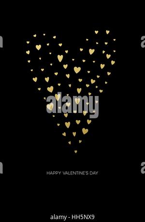 Happy valentines day love carte postale avec des bas blancs en forme de coeur style poly golden glitter. Vector illustration Illustration de Vecteur