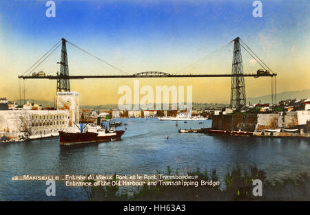 Pont du transporteur de Marseille et entrée au Vieux Port Banque D'Images