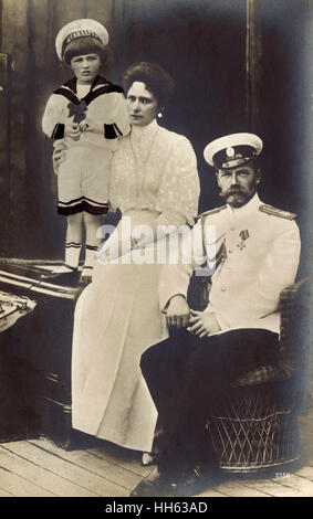 Tsar Nicholas II, Alexandra Feodorovna et Tsarevitch Alexei Banque D'Images