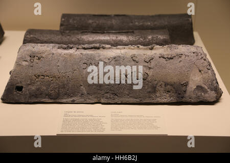 L'Hispanie romaine. Lingot de plomb. 1er siècle. Des mines d'Linares-La, Caroline montagnes Sierra Morena, Espagne. Musée Archéologique National, Madrid. L'Espagne. Banque D'Images