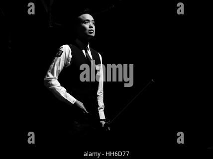 Marco Fu pendant la troisième journée des maîtres Dafabet au Palais Alexandra, Londres. APPUYEZ SUR ASSOCIATION photo. Date de la photo: Mardi 17 janvier 2017. Voir PA Story SNOOKER Masters. Le crédit photo devrait se lire comme suit : Adam Davy/PA Wire Banque D'Images