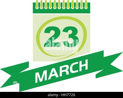 23 mars Calendrier avec ruban Illustration de Vecteur