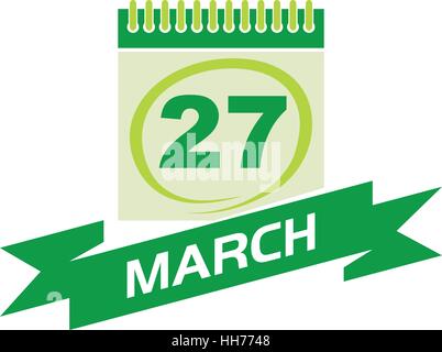 27 mars Calendrier avec ruban Illustration de Vecteur