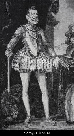 Don Juan d'Autriche (1547-1578). Fils illégitime de l'empereur Charles V. Gravure, 1882. Banque D'Images