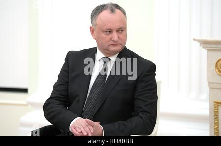 Le Président de la Moldova Igor DODON au cours d'une réunion avec le président russe Vladimir Poutine au Kremlin, le 17 janvier 2017 à Moscou, Russie. Banque D'Images