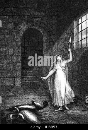 Joan of Arc emprisonnés dans le château de Rouen lors de son procès pour hérésie en 1431avant d'être déclaré coupable et condamné au bûcher.. Banque D'Images